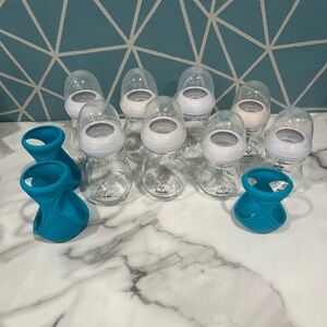 b.box Teat Baby Bottles with Blue Silicone Holders - Set
